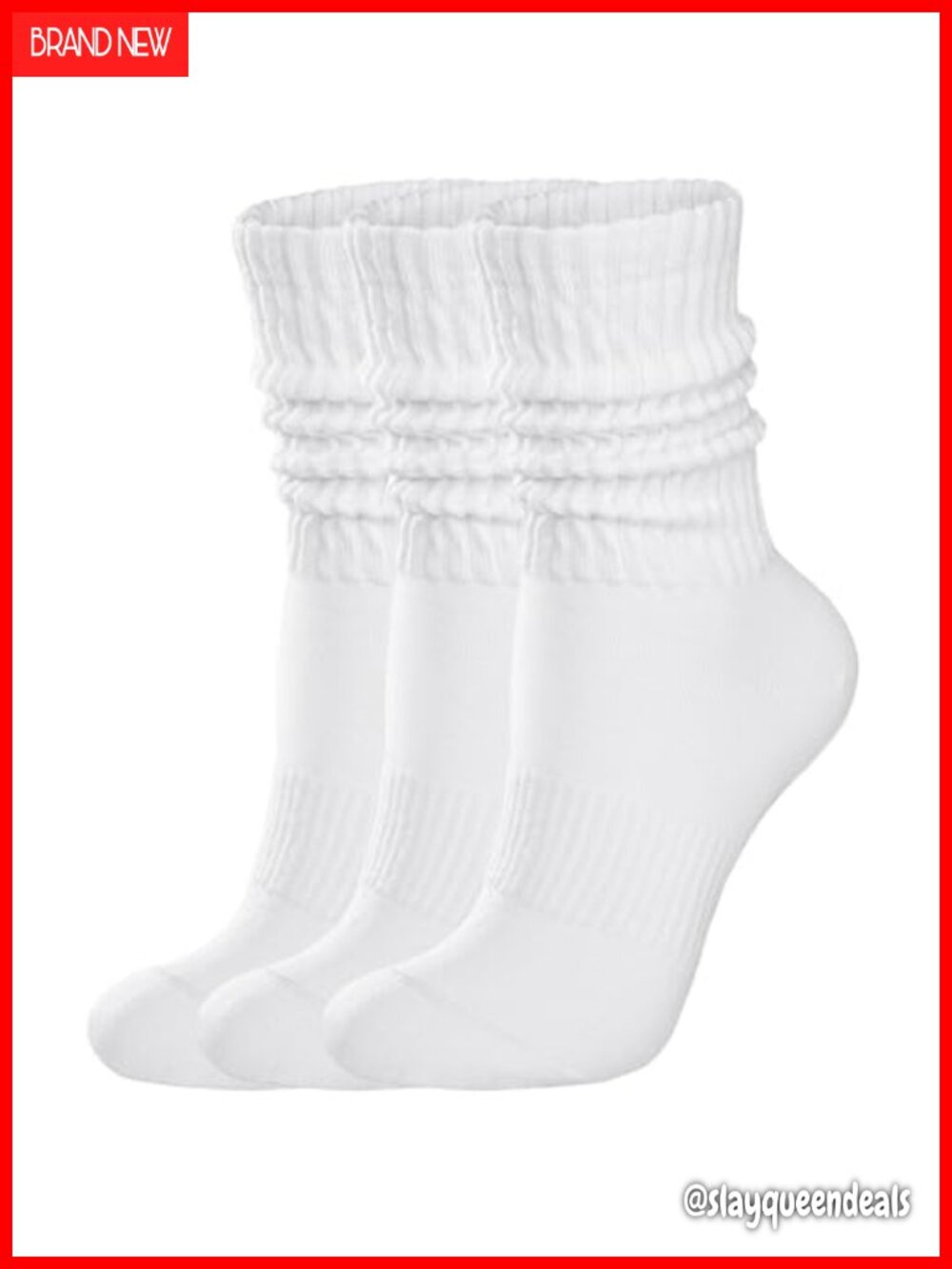 Womens Scrunch Crew Socks Retro Slouch Mid Calf Cotton Blend Seamless Toe Arch